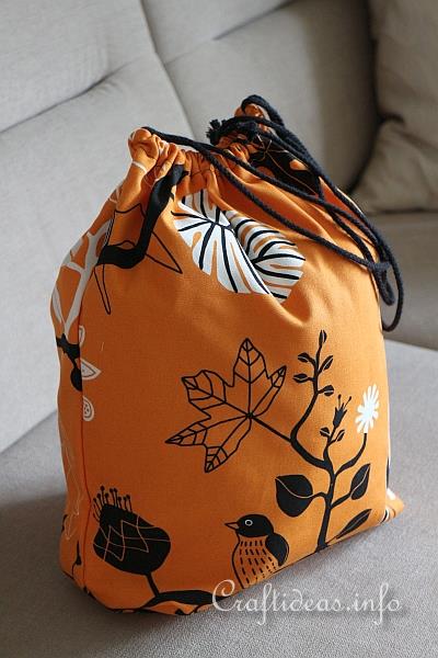 Orange Drawstring Bag