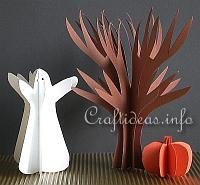 Paper Craft for Halloween - 3-D Paper Tree, Pumpkin and Ghost