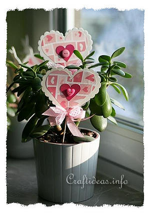 Paper Craft for Spring - Paper Heart Plant Stick