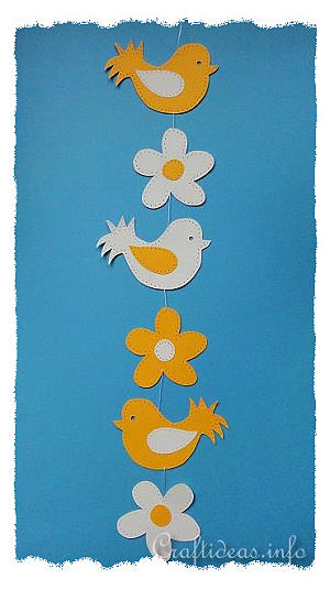 Paper Craft for Summer - Paper Birds and Flowers Window Garland
