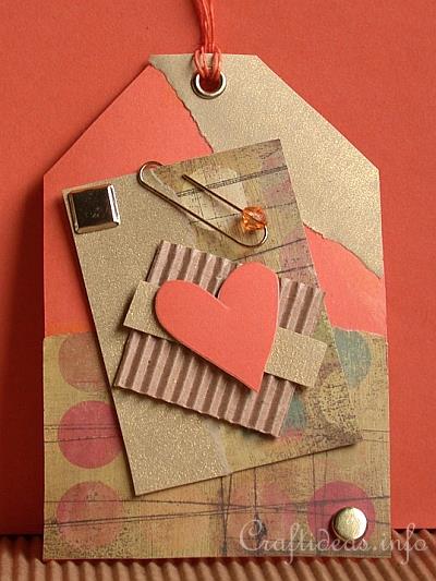 Paper Crafts - Tags - Orange and Gold Colored Tag