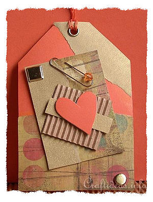 Paper Crafts - Tags - Orange and Gold Colored Tag 