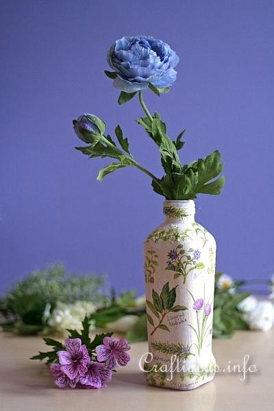 Tall Flower Vase Made From Recycled Olive Oil Bottle 