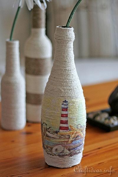 Recycling Craft and Paper Napkin Decoupage - Bottle Vase 1