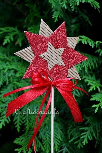 Red Christmas Star Plant Stick