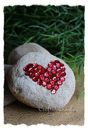 Sequins Heart Stone Paper Weight 