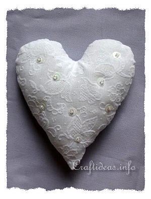Sewing Craft Project - Lacy Heart Pincushion