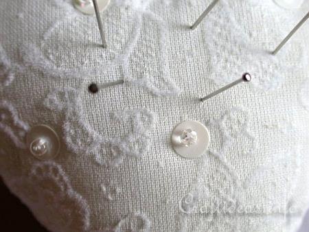 Sewing Craft Project - Lacy Heart Pincushion Detail