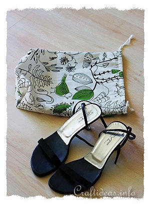 Sewing Craft for Spring - Fabric Drawstring Shoe Bag Project