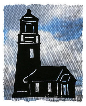 Silhouette Lighthouse Paper Window Decoration 