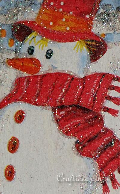 Snowman Tree Slice Christmas Decoration Detail