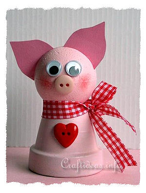 Spring Craft for Kids - Cute Clay Pot Pig Craft 