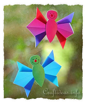 Spring Paper Crafts for Kids - Origami Paper Butterfly 