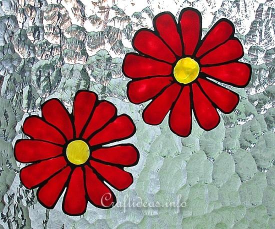 Summer Craft for Kids - Red Flowers Window Clings
