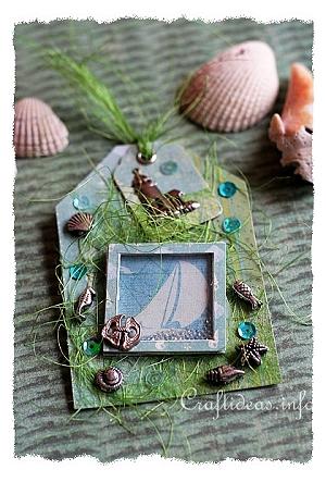 Summer Paper Craft - Gift Tag in Blue and Green