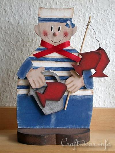 Summer Wood Craft Idea - Wooden Sailor Boy Craft