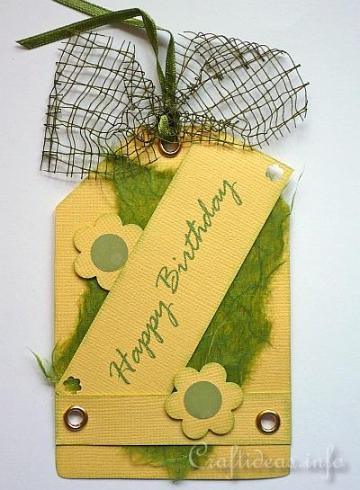 Tag Craft - Yellow and Green Happy Birthday Tag