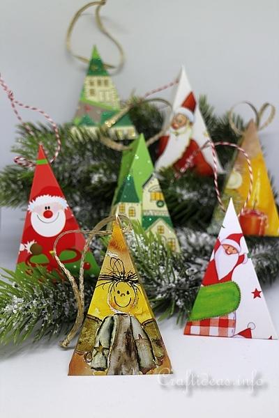 Upcycled Greeting Card Christmas Ornaments 1