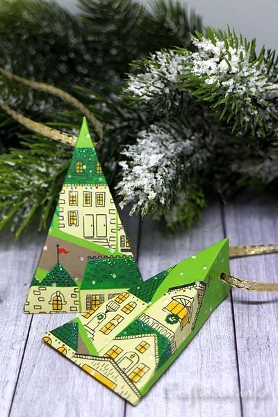Upcycled Greeting Card Christmas Ornaments 3
