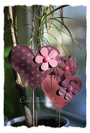 Valentine's or Mother's Day Craft - Puffy Paper Hearts Plant Sticks