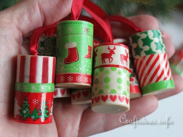 Wine Cork and Washi Tape Christmas Ornaments