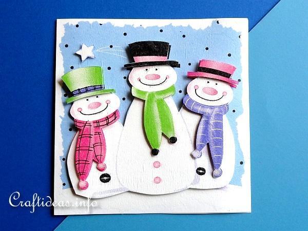 Winter Card or Christmas Card - Snowman Trio