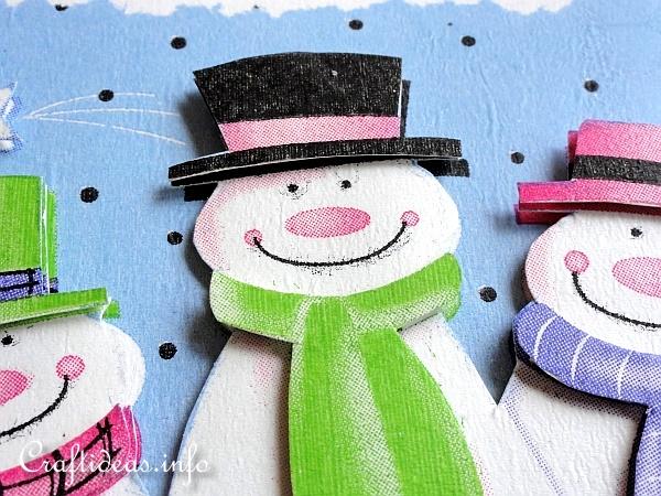 Winter Card or Christmas Card Detail - Snowman Trio