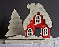 Winter and Christmas Wood Craft - Swedish Cottage with Snow