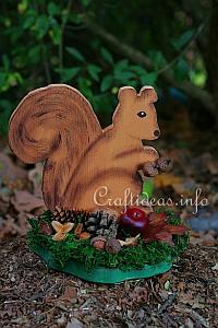 Wood Craft for Autumn - Wooden Squirrel Shelf Decoration