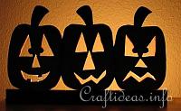 Wood Craft for Halloween - Wooden Jack o' Lantern Trio Shelf Decoration by Night