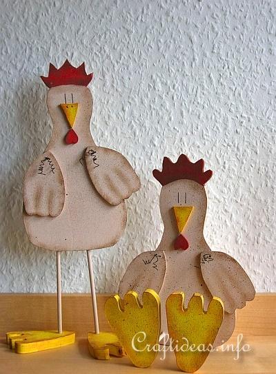 Wood Crafts for Spring - Wooden Chicken
