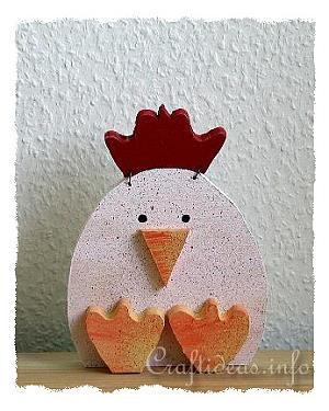 Wood Crafts for Spring and Easter - Sitting Wooden Chicken Craft 