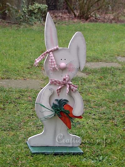 Wood Crafts for Spring and Easter - White Wooden Bunny