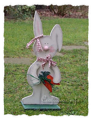 Wood Crafts for Spring and Easter - White Wooden Bunny 
