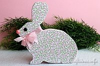 Wooden Easter Bunny Embellished With Scrapbook Paper
