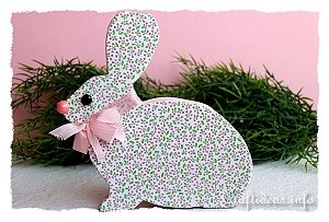 Wooden Easter Bunny Embellished With Scrapbook Paper 