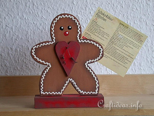 Wooden Gingerbread Man Recipe Card Holder
