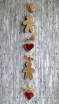Wooden Gingerbread Man and Heart Chain