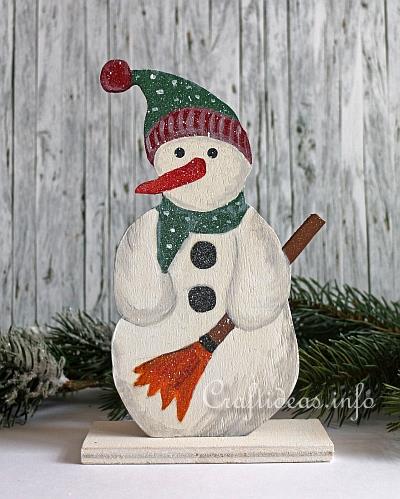 Wooden Snowman Decoration for Winter