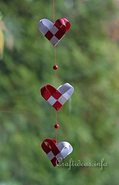 Woven Paper Christmas Hearts Mobile