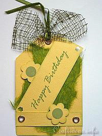 Tag Craft - Yellow and Green Happy Birthday Tag 